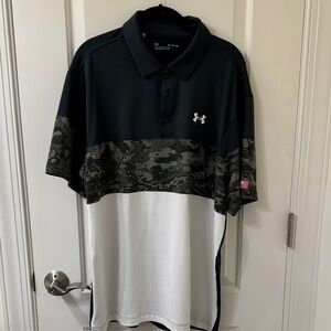Under Armour Men's Polo in Black, Camouflage, and White